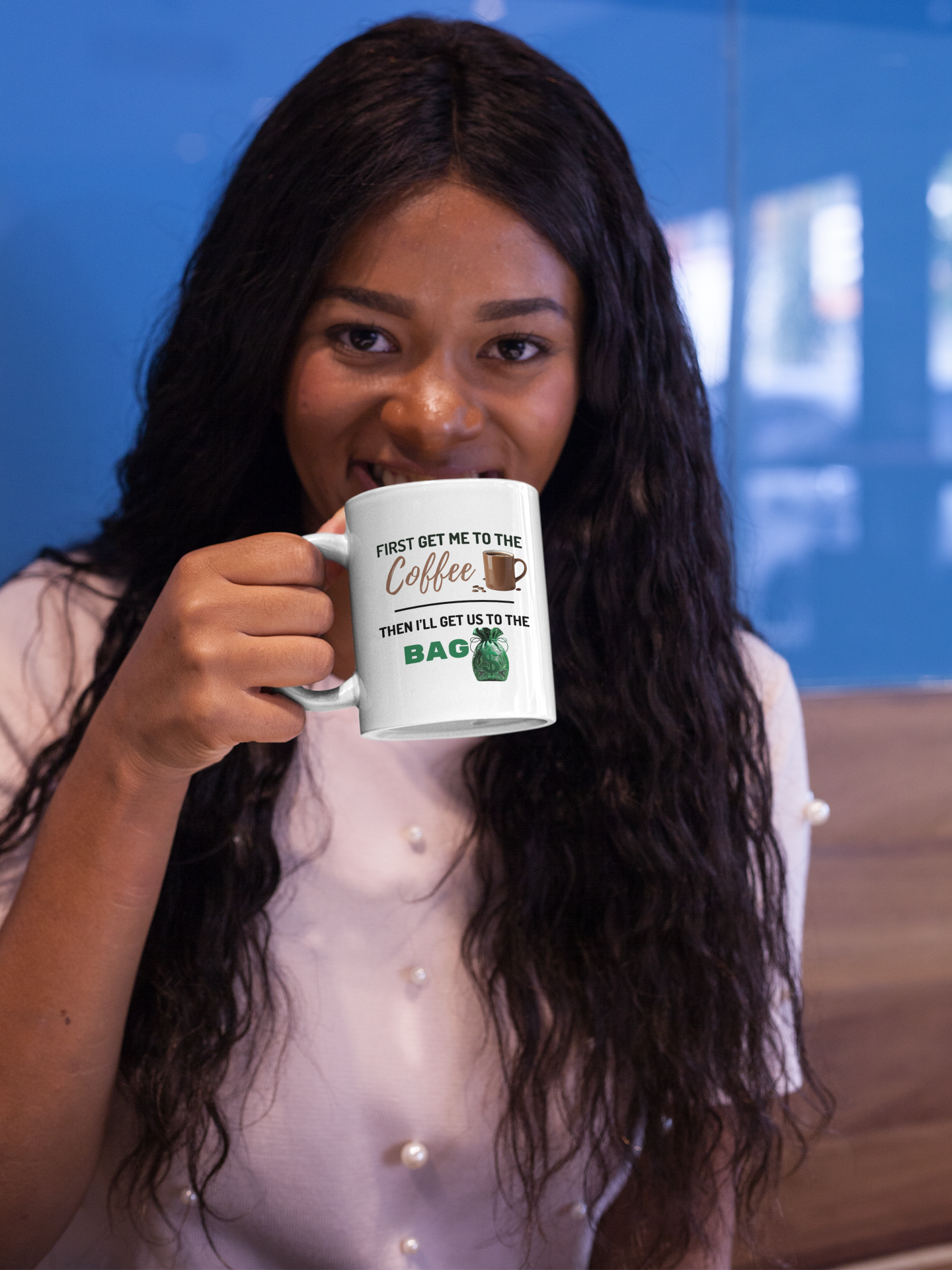 Coffee Then the Bag White glossy mug