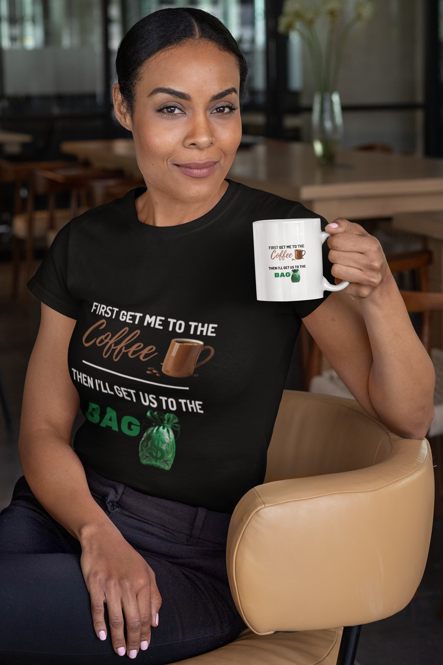 Coffee Then the Bag White glossy mug